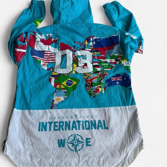 Copper Rivet Denim Factory Half Zip Hooded Multicolored Windbreaker Unisex 2XL - Picture 3 of 7